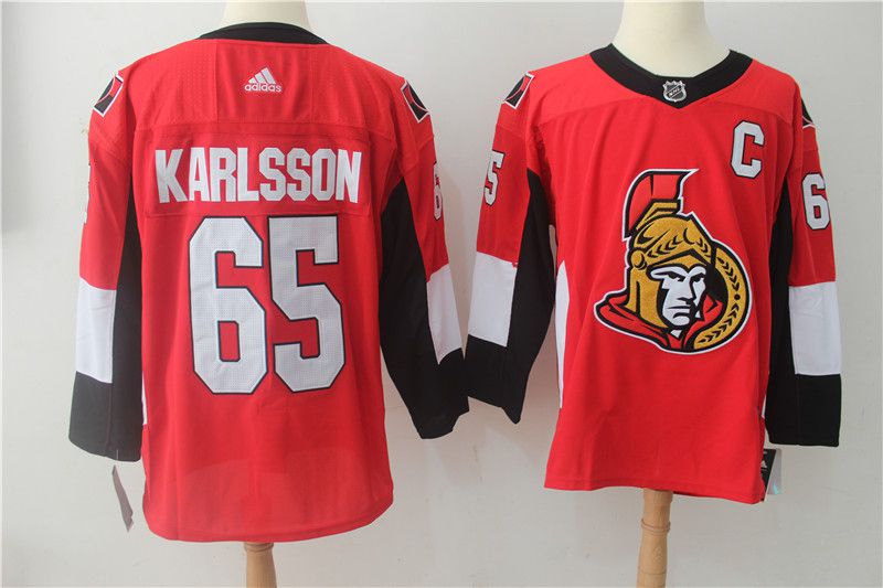 Men Ottawa Senators 65 Erik Karlsson red Adidas Hockey Stitched NHL Jerseys